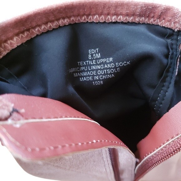 Steve Madden Velour Boots Womens 8.5M Mid-calf Block Heel Blush Pink Coquette - Picture 5 of 6